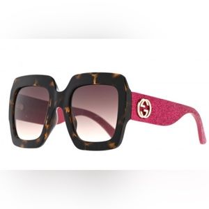 Gucci Oversize Square brown pink sunglasses NWT